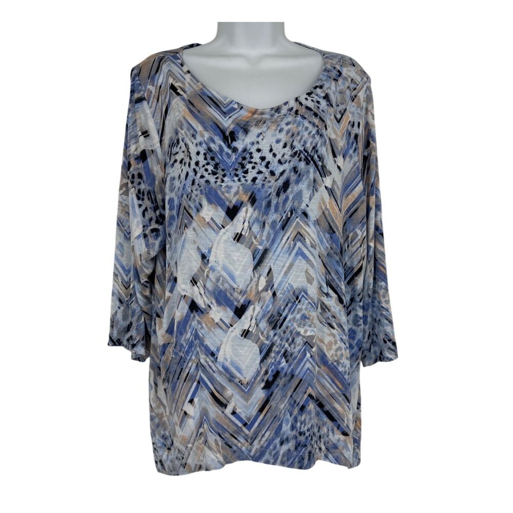 Chicos Easywear Womens Long Sleeve Tunic Top Size 3 US XL